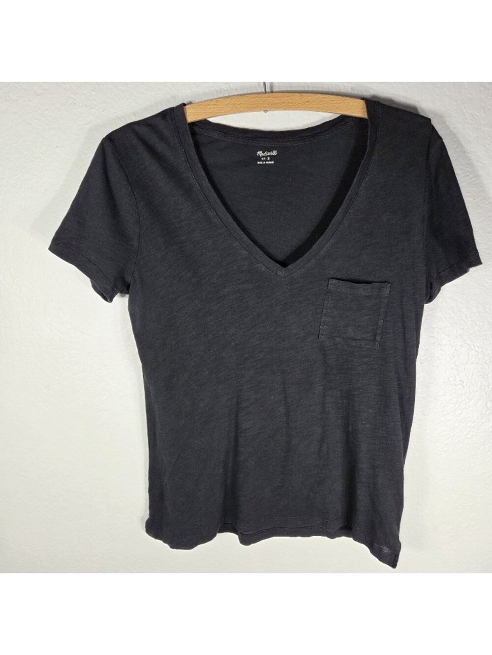 Madewell Black Cassual Shirt Top Size Small S Cotton Short Sleeve Pocket